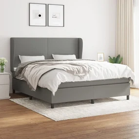 3127814 vidaXL Pat continental cu saltea, gri închis, 160x200 cm, țesătură