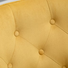 Scaun capitonat HOMCOM, cu Invelis cu textura de Catifea si Baza, Fotoliu pentru Casa si Birou 70x66.5x82cm Galben | Aosom RO