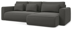 Colțar gri închis extensibil/cu spațiu de depozitare cu tapițerie din catifea (cu colț pe partea dreaptă/cu șezlong) Kapua – Makamii