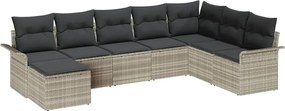 vidaXL Set de canapele pentru grădină 8 pcs Gri deschis poliratan