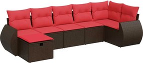 vidaXL Set canapele de grădină cu perne, 7 piese, maro, poliratan