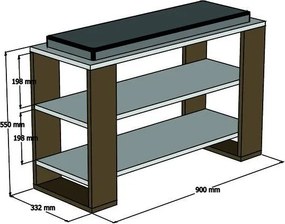 Pantofar tip bancuta, Dore Homs, alb/nuc, 90 x 55 x 33 cm, PAL 18 mm