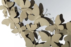 Oglinda decorativa aurie cu rama din metal, ∅ 91 cm, Glam Butterflies Mauro Ferretti