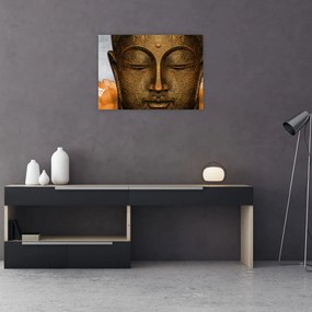 Tablou pe sticlă cu statuie cu detaliu a feței (70x50 cm)