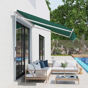 Copertină Retractabilă Manuală Outsunny pentru Verandă, 3x2 m, Verde | Aosom Romania
