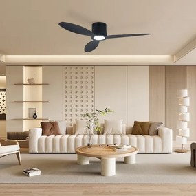 ZEVENTI - Ventilator de tavan LED VENTORA, 24W, 230V, Wi‑Fi Tuya, negru + telecomandă
