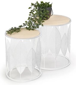 Masa de cafea Folla, lemn natural/alb