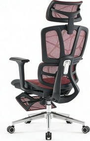 Scaun ergonomic, Sezut translatie, Cotiere 3D, Tetiera 3D, Suport lombar adaptiv, Pivotant, Suport picioare, Rosu