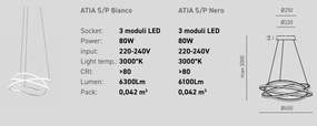 Lustra LED circulara design modern ATIA 65cm alb sau negru