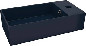 vidaXL Chiuvetă de baie cu preaplin, albastru închis, ceramică