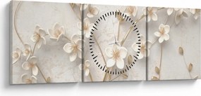 Tablou - floare aurie - abstractă (cu ceas) (90x30 cm)