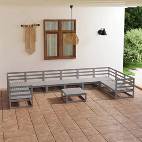 3076276 vidaXL Set mobilier de grădină, 11 piese, lemn masiv de pin