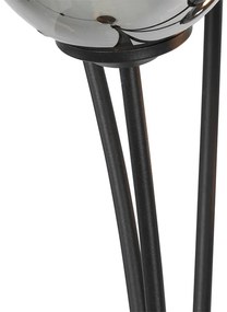 Lampa de podea moderna neagra cu 5 lumini cu sticla fumurie - Atena