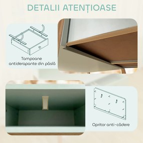 AIYAPLAY Birou pentru Copii cu 3 Compartimente și 2 Sertare, Birou din Lemn cu Spații pentru Cărți și Jucării, Banc de Școală pentru Studiu și Desen pentru Copii 5-12 Ani, Verde | Aosom Romania