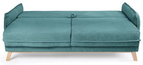 Canapea turcoaz extensibilă cu tapițerie din catifea reiată 218 cm Tori – Bonami Selection