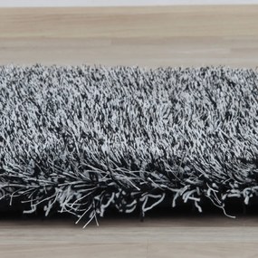 Covor alb negru ,fir lung-shaggy, NALIV 200x300 cm