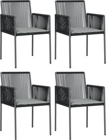 vidaXL Scaune grădină cu perne 4 buc. negru 54x60,5x83,5 cm poliratan