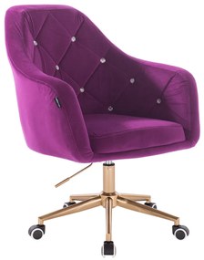 HR830CK Scaun Catifea Fucsia cu Bază Aurie