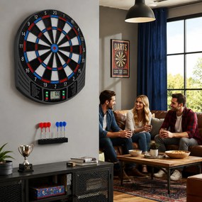 SPORTNOW Țintă Electronică pentru Darts, 6 Săgeți și Display LCD, pentru 8 Jucători, 18 Jocuri și 159 de Variante | Aosom Romania