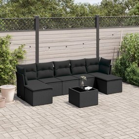 3249874 vidaXL Set mobilier de grădină cu perne, 8 piese, negru, poliratan
