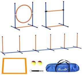 PawHut Kit de agilitate pentru câine 4 piese cu slalom, inel de sărit, garduri, kit de dressage, sac de transport | Aosom Romania
