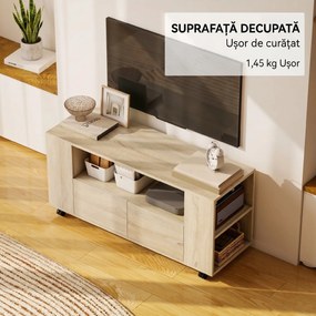HOMCOM Suport pentru TV de 42" cu Roți Pivotante și Frână, Rafturi Ajustabile și Sertare, 102x34.5x48.5 cm, Lemn | Aosom Romania