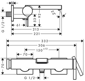 Baterie cadă - duș, Hansgrohe, Tecturis E, negru mat, 73420670