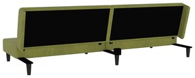 Canapea pat cu 2 pernetaburet, 2 locuri verde deschis, catifea Lysegronn, Cu scaunel pentru picioare