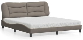 vidaXL Pat cu saltea, gri taupe, 180x200 cm, textil
