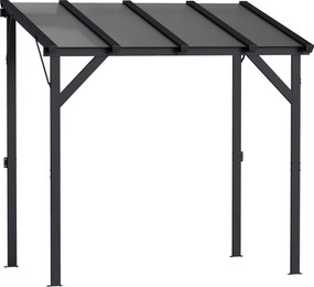 Outsunny Pavilion pentru grătar 2,44 x 1,48 m pavilion de grădină cu acoperiș înclinat, pavilion de grădină cu protecție UV50+ Gri închis | Aosom Romania