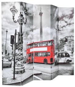245875 vidaXL Paravan cameră pliabil, 200x170 cm, autobuz londonez, negru/alb
