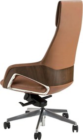Scaun de birou modern piele sintetica si furnir de nuc Brown