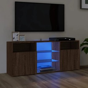 815716 vidaXL Comodă TV cu lumini LED, stejar maro, 120x30x50 cm