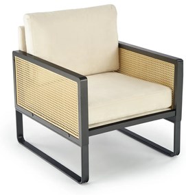 Fotoliu Ilario velvet/rattan - H77 cm