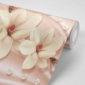 Tapet autoadeziv magnolie de lux cu perle
