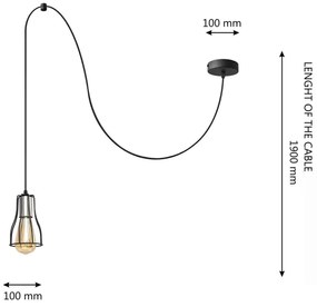 Lustră pe cablu TUBE 1xE27/15W/230V negru/crom