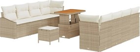 vidaXL Set de canapele pentru grădină cu pernă 11 pcs Bej și crem