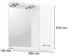 Mobilier de baie Ruben 55, mobilier suspendat, stejar Sonoma