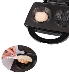 Aparat de facut gofre in forma de briosa First Austria FA-5304, 600W, 2 forme, Acoperire antiaderenta, Indicator LED, Negru