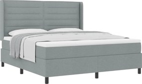 vidaXL Pat cu arcuri cu saltea Gri deschis 200 x 180 cm țesătură