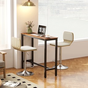 HOMCOM Set de 2 scaune înalte de bucătărie rotative 360° reglabile 81-102 cm tapițate cu in bej | Aosom Romania