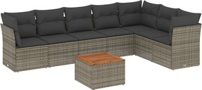 vidaXL Set canapele de grădină cu perne, 8 piese, gri, poliratan