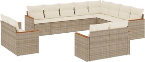 vidaXL Set canapele de grădină cu perne, 12 piese, bej, poliratan