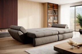 Canapea extensibilă dumonde cu ladă de depozitare si sezut confortabil din spuma high-density, Loana Enjoy Kaki 300x100 cm