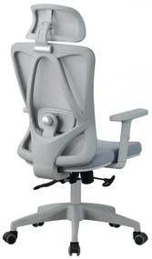 RESIGILAT- Scaun ergonomic, suport lombar reglabil, tetiera reglabila, cotiera 2D, reglare pe inaltime, mecanism inclinare/blocare in 3 pozitii, pivotant, Mesh, Gri