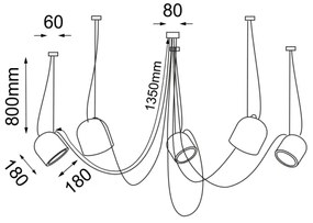 Lustră pe cablu DOHAR 5xE14/15W/230V neagră Shilo 9038