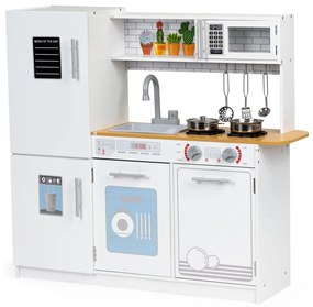Bucătărie din lemn pentru copii cu lumini și oale