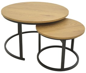 Set 2 Masute Cafea Rotunde Arcadia Stejar