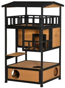 PawHut Casa de pisici, casă de pisici pentru exterior, rezistentă la vreme, 75,5 cm x 75 cm x 137 cm, Galben | Aosom Romania