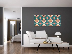 Tablou - Model retro cu flori (120x50 cm)